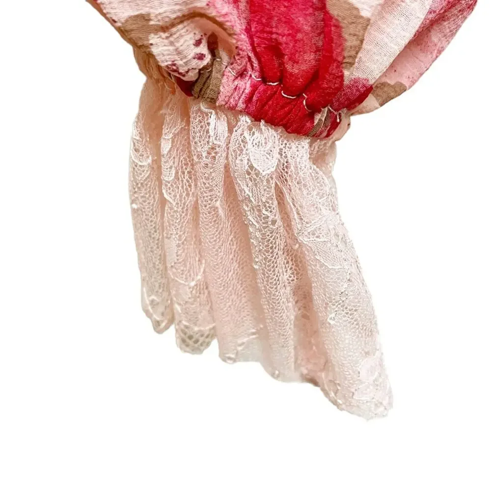 Free People Boho Daphne Pink Floral Long Sleeve Smocked Crop Top Medium NWT